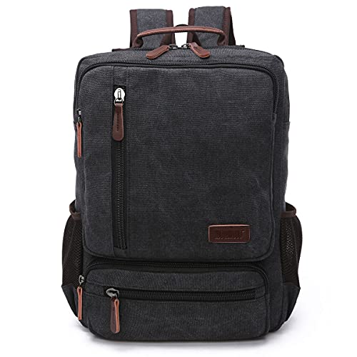 TELOSPORTS Canvas Retro Backpack-Large leisure backpack, outdoor travel backpack, hiking backpack, with rainproof laptop part and tablet compartment