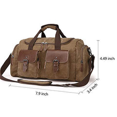 TELOSPORTS Canvas Duffel Bag, Vintage Canvas Weekender Bag Travel Bag Sports Duffel with Shoulder Strap (Coffee)