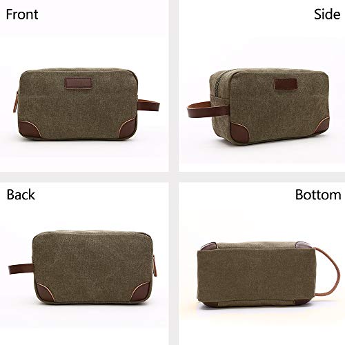 TELOSPORTS Canvas Travel Toiletry Organizer Bag for Man and Women, Dopp Kit Bathroom Shaving Cosmetic Bag