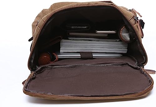 TELOSPORTS Vintage Canvas Fits 15.6 Inch Laptop Casual Bookbags Business Computer Bag Rucksack for Men Women(GRAY)