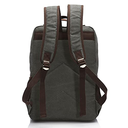 TELOSPORTS Laptop Backpack Vintage Canvas Travel Business College Casual Daypack Rucksack for Women Men Gray