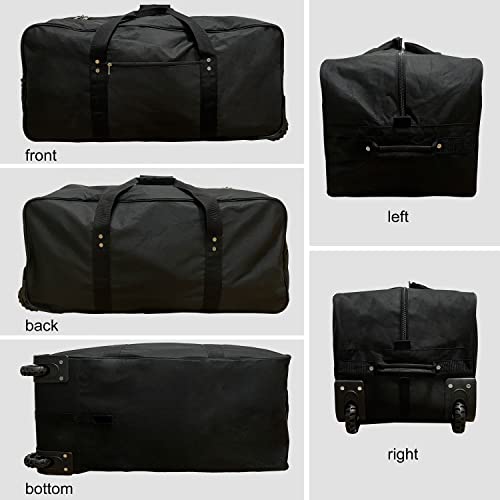60L Rolling Duffle Bag For Women - Oxford Cloth Travel Luggage With Wheels & Spinner