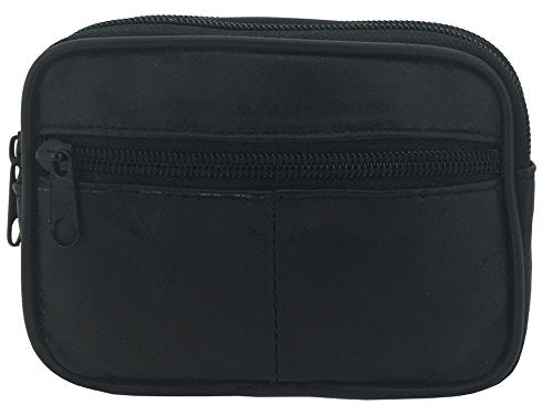 TASSINI TRENDS Double layer Lambskin Coin Purse,Change Purse With Zipper,Unisex Soft Leather Card Pack Change Folder (5.5Inchx4Inchx1.6Inch)