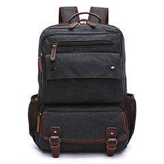 TELOSPORTS Laptop Backpack Vintage Canvas Travel Business College Casual Daypack Rucksack for Women Men Black