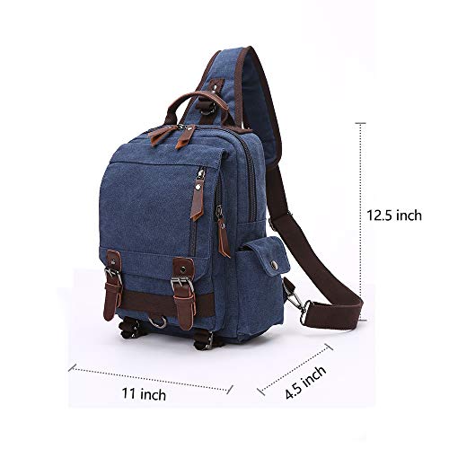 TELOSPORTS Canvas Waterproof Chest Shoulder Backpack Travel Casual Rucksack Sling Bag Cross body Messenger bag Men Women,canvas backpack