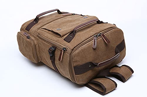 TELOSPORTS Vintage Canvas Fits 15.6 Inch Laptop Casual Bookbags Business Computer Bag Rucksack for Men Women Black