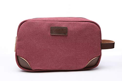 TELOSPORTS Canvas Travel Toiletry Organizer Bag for Man and Women, Dopp Kit Bathroom Shaving Cosmetic Bag