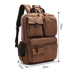 TELOSPORTS Canvas Laptop Backpacks Vintage Business Travel Rucksack Fits Bookbags for Men Women Gray