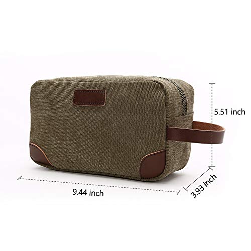 TELOSPORTS Canvas Travel Toiletry Organizer Bag for Man and Women, Dopp Kit Bathroom Shaving Cosmetic Bag