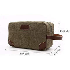 TELOSPORTS Canvas Travel Toiletry Organizer Bag for Man and Women, Dopp Kit Bathroom Shaving Cosmetic Bag