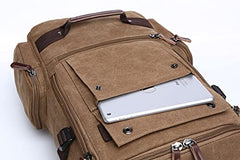 TELOSPORTS Vintage Canvas Fits 15.6 Inch Laptop Casual Bookbags Business Computer Bag Rucksack for Men Women Black