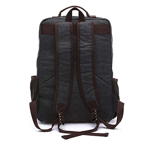 TELOSPORTS Laptop Backpack Vintage Canvas Travel Business College Casual Daypack Rucksack for Women Men Black