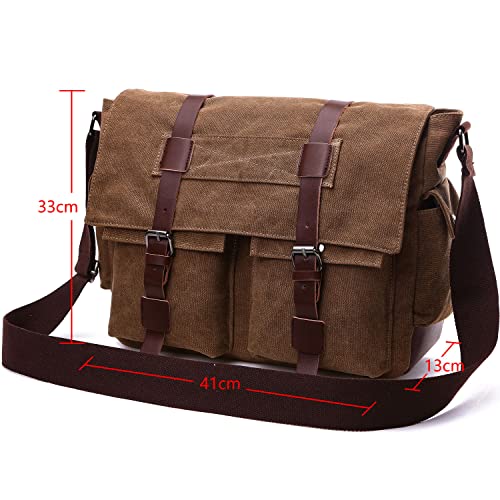 Canvas Messenger Bag Military Messenger Bag Shoulder Bags Fit Laptap for Men Crossbody Work Bag Casual Business Bag