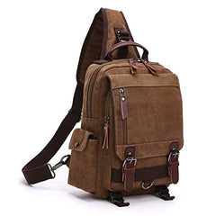 Canvas backpack Chest Shoulder Rucksack Travel Casual Sling Bag Waterproof Crossbody bag Men Women