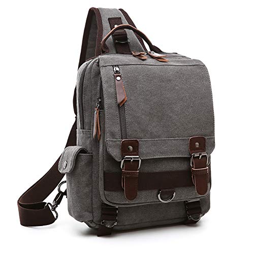 Canvas backpack Chest Shoulder Rucksack Travel Casual Sling Bag Waterproof Crossbody bag Men Women