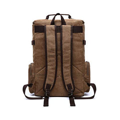 TELOSPORTS Vintage Canvas Fits 15.6 Inch Laptop Casual Bookbags Business Computer Bag Rucksack for Men Women Coffee