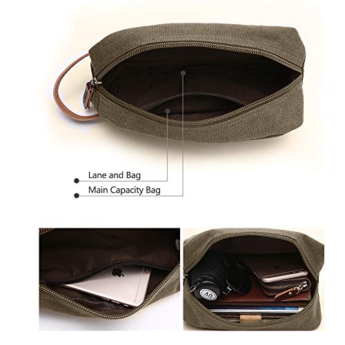 TELOSPORTS Canvas Travel Toiletry Organizer Bag for Man and Women, Dopp Kit Bathroom Shaving Cosmetic Bag