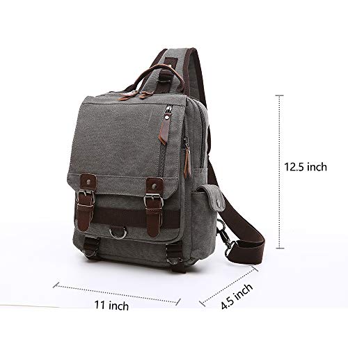 Canvas backpack Chest Shoulder Rucksack Travel Casual Sling Bag Waterproof Crossbody bag Men Women