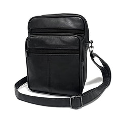 Genuine Lambskin Leather Satchel Single Shoulder Crossbody bag Multi Pockets Purse Small Belt bag for Men & Women