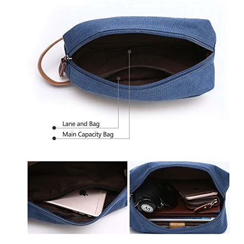 TELOSPORTS Canvas Travel Toiletry Organizer Bag for Man and Women, Dopp Kit Bathroom Shaving Cosmetic Bag