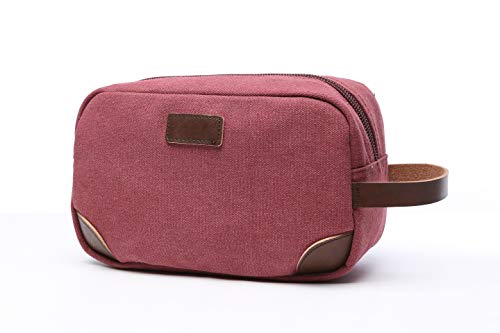 TELOSPORTS Canvas Travel Toiletry Organizer Bag for Man and Women, Dopp Kit Bathroom Shaving Cosmetic Bag