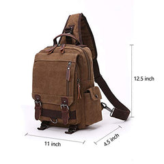 Canvas backpack Chest Shoulder Rucksack Travel Casual Sling Bag Waterproof Crossbody bag Men Women