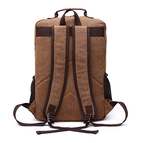 TELOSPORTS Canvas Laptop Backpack Fits 15.6 Inch Laptop Lightweight Computer Bag Rucksack Casual Daypack Coffer