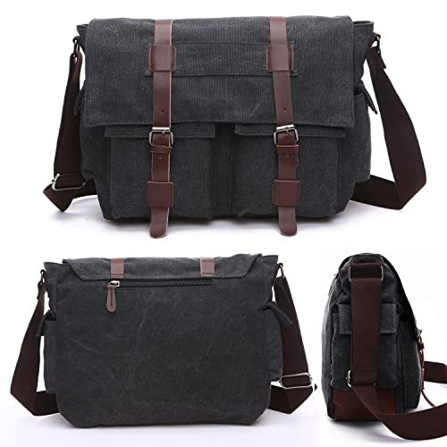 Canvas Messenger Bag Military Messenger Bag Shoulder Bags Fit Laptap for Men Crossbody Work Bag Casual Business Bag