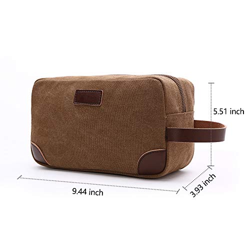 TELOSPORTS Canvas Travel Toiletry Organizer Bag for Man and Women, Dopp Kit Bathroom Shaving Cosmetic Bag