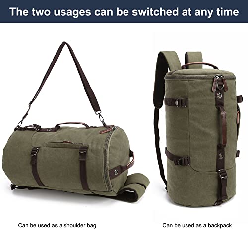 40L Travel Backpack,Gym Bags for Men,Canvas Duffel Bag Fit for Laptop Bag,Weekender Overnight Bag,Sac De Sport Homme (Green)