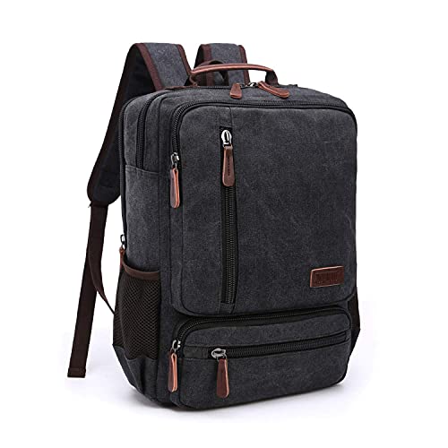 TELOSPORTS Canvas Retro Backpack-Large leisure backpack, outdoor travel backpack, hiking backpack, with rainproof laptop part and tablet compartment