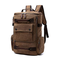 TELOSPORTS Vintage Canvas Fits 15.6 Inch Laptop Casual Bookbags Business Computer Bag Rucksack for Men Women Coffee