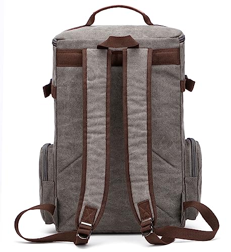 TELOSPORTS Vintage Canvas Fits 15.6 Inch Laptop Casual Bookbags Business Computer Bag Rucksack for Men Women(GRAY)