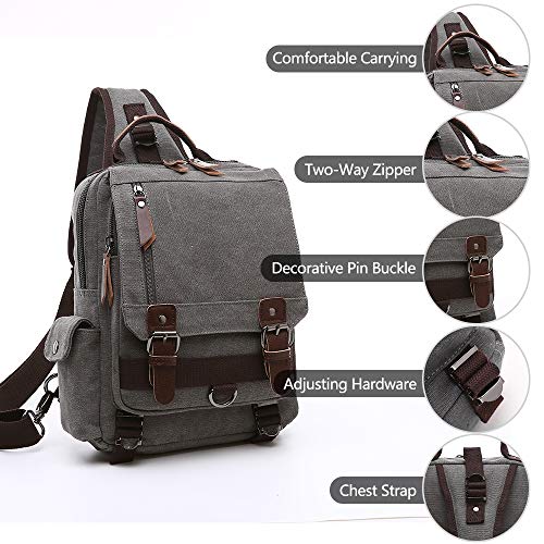 Canvas backpack Chest Shoulder Rucksack Travel Casual Sling Bag Waterproof Crossbody bag Men Women