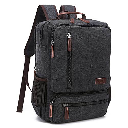 TELOSPORTS Canvas Retro Backpack-Large leisure backpack, outdoor travel backpack, hiking backpack, with rainproof laptop part and tablet compartment