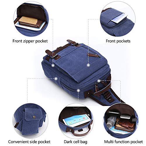 TELOSPORTS Canvas Waterproof Chest Shoulder Backpack Travel Casual Rucksack Sling Bag Cross body Messenger bag Men Women,canvas backpack