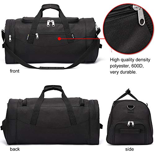 Gym Sport Bag 23 inch Travel Luggage Sports Duffel Fitness Bag with Shoe Compartment（Black）