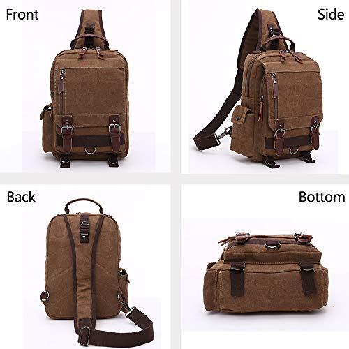 Canvas backpack Chest Shoulder Rucksack Travel Casual Sling Bag Waterproof Crossbody bag Men Women