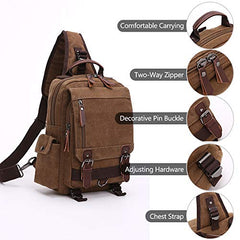 Canvas backpack Chest Shoulder Rucksack Travel Casual Sling Bag Waterproof Crossbody bag Men Women