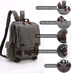 TELOSPORTS Canvas Waterproof Chest Shoulder Backpack Travel Casual Rucksack Sling Bag Cross body Messenger bag Men Women