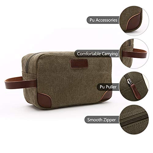 TELOSPORTS Canvas Travel Toiletry Organizer Bag for Man and Women, Dopp Kit Bathroom Shaving Cosmetic Bag