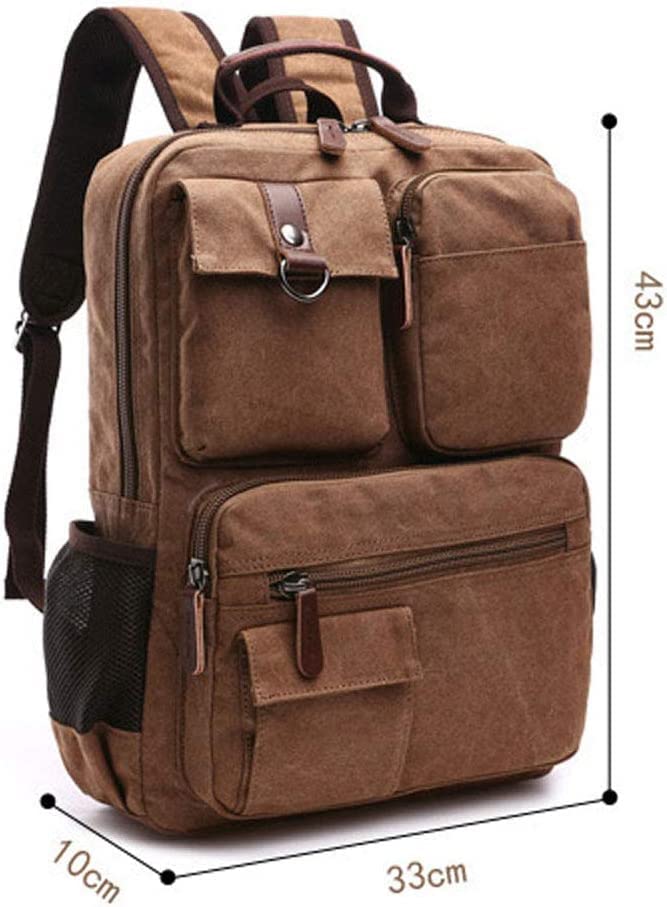 TELOSPORTS Canvas Laptop Backpacks Vintage Business Travel Rucksack Fits Bookbags for Men Women Black