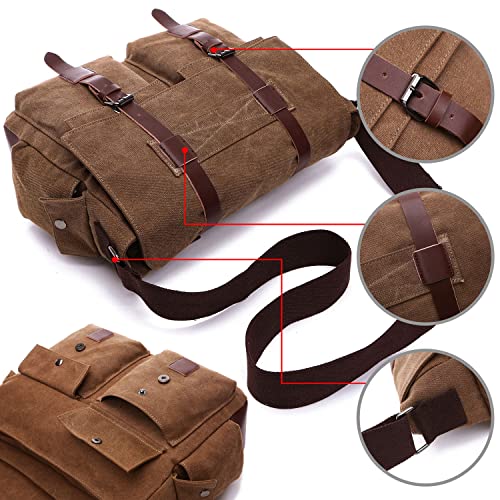 Canvas Messenger Bag Military Messenger Bag Shoulder Bags Fit Laptap for Men Crossbody Work Bag Casual Business Bag