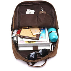 TELOSPORTS Laptop Backpack Vintage Canvas Travel Business College Casual Daypack Rucksack for Women Men Coffee