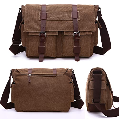 Canvas Messenger Bag Military Messenger Bag Shoulder Bags Fit Laptap for Men Crossbody Work Bag Casual Business Bag