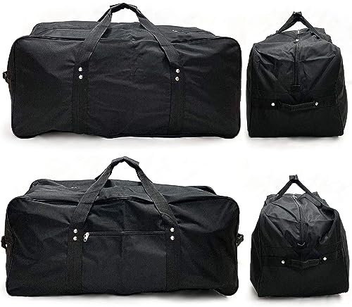 Telosports Extra Large Duffel Bag Lightweight Water Resistant Heavy Duty Duffle Bag Foldable Travel Duffle Bag (32"x14"x14" Black)