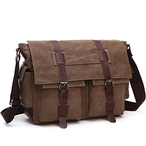 Canvas Messenger Bag Military Messenger Bag Shoulder Bags Fit Laptap for Men Crossbody Work Bag Casual Business Bag