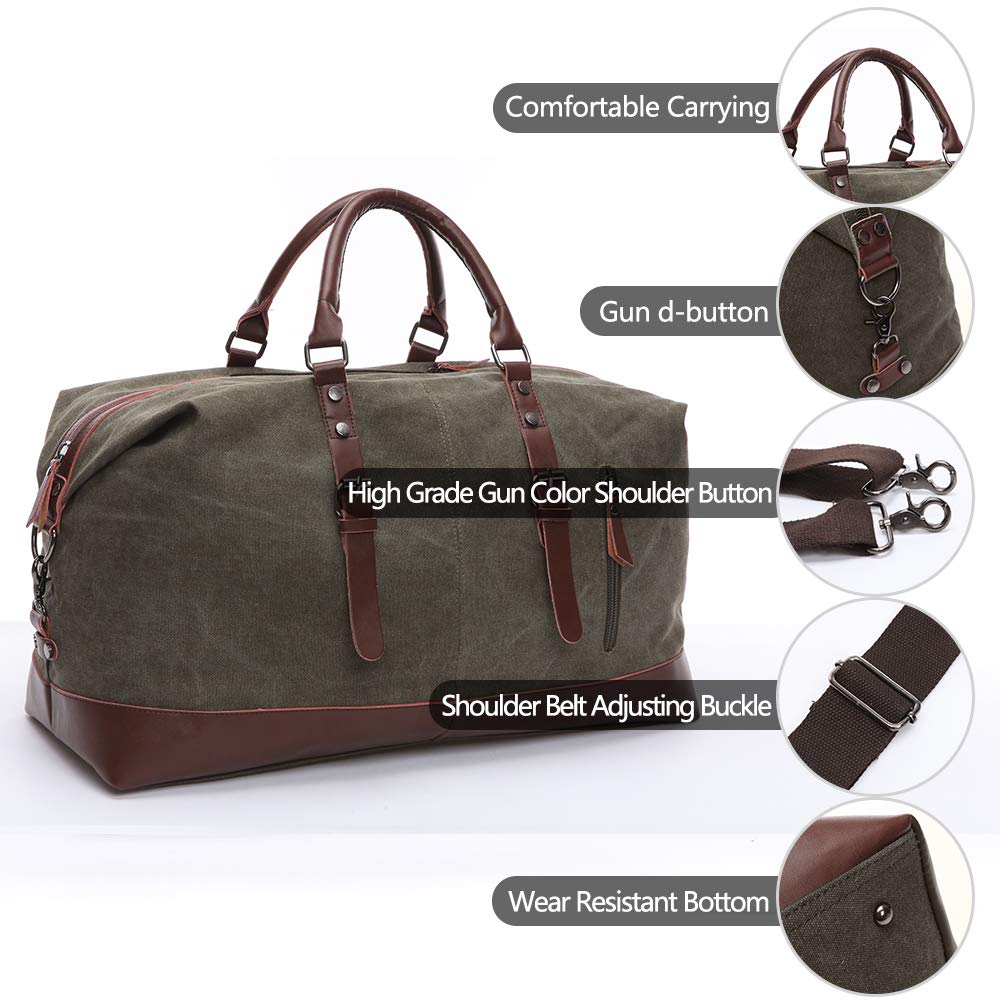 canvas duffle bag oversized travel tote luggage with shoulder strap TELOSPORTS Oversized Canvas Weekender Bag Travel Tote Duffel Shoulder – Telosports