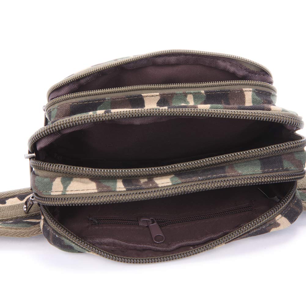 Telosports Fanny Pack Men's and Women's Lightweight Canvas Waist Bag Cycling with Waist Bag Adjustable Belt Multi-Pocket Storage Outdoor Sports Business Travel Hiking