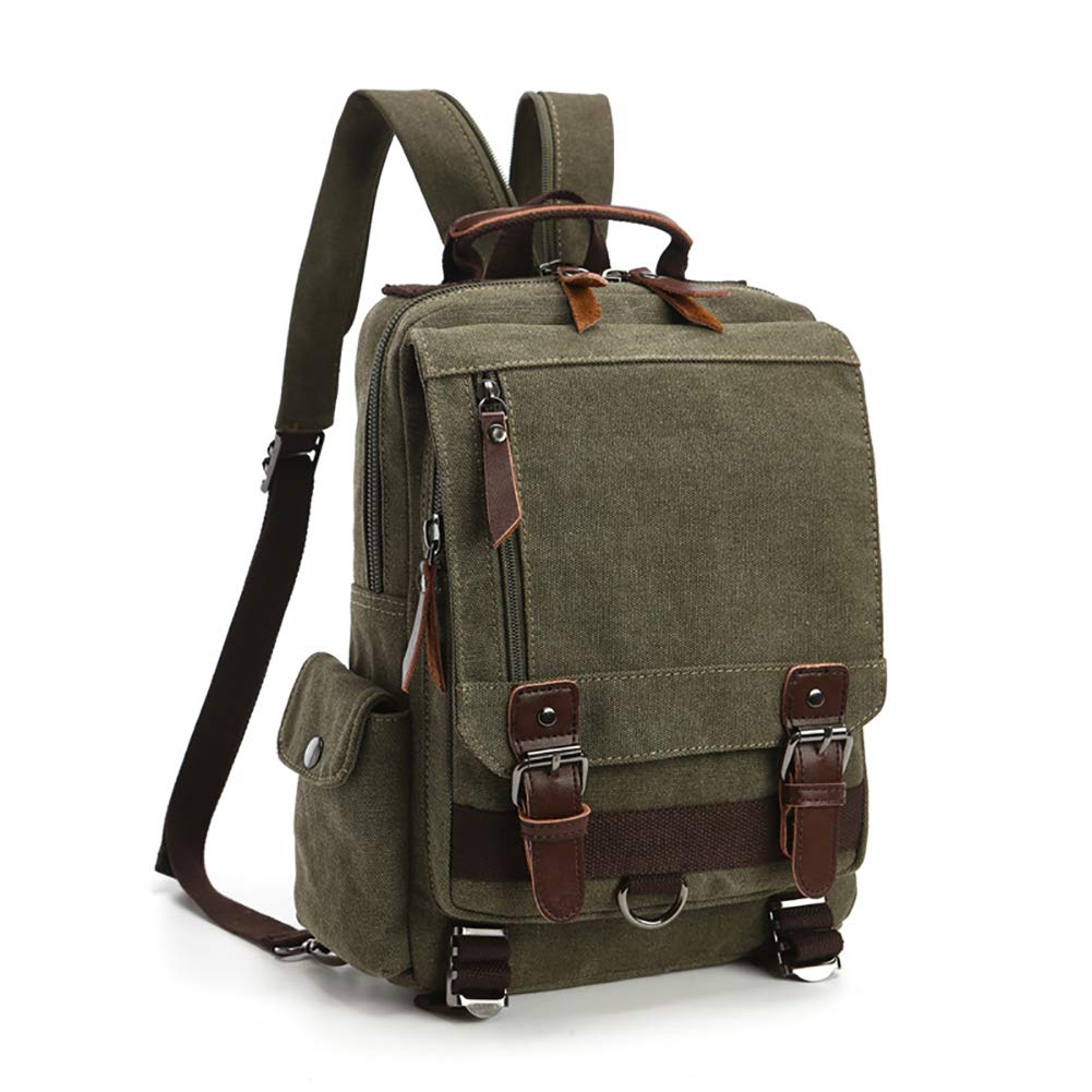 TELOSPORTS Canvas Waterproof Chest Shoulder Backpack Travel Casual Rucksack Sling Bag Cross body Messenger bag Men Women